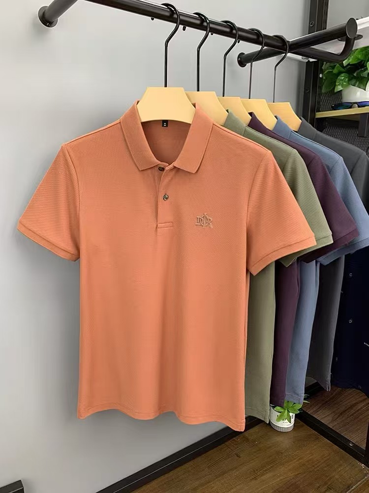 Men's Summer High-End Pique Cotton Short-Sleeve POLO Shirt - Designer Brand 3D Embossed Embroidery Business Casual Lapel T-Shirt