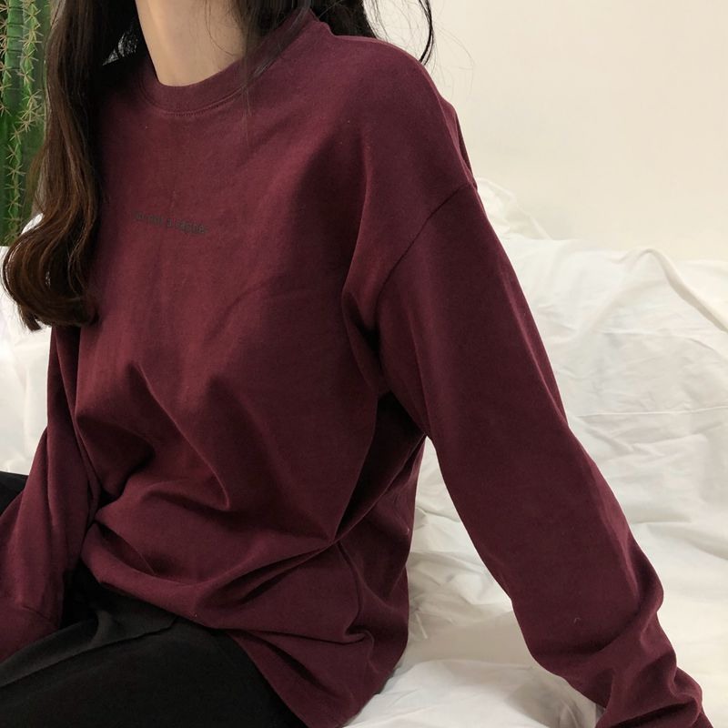 CL1105 Autumn new women's clothing Korean long-sleeved T-shirt women's tops Korean loose letter thin sweater women