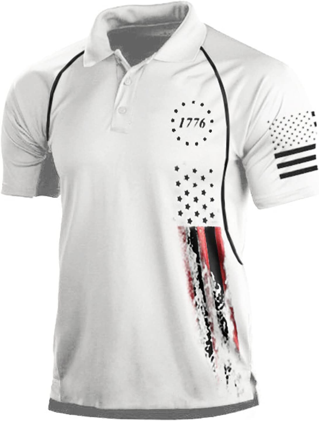 Mens Polo shirt Men's 1776 Independence Day American Flag Short Sleeve Polo Golft Shirt