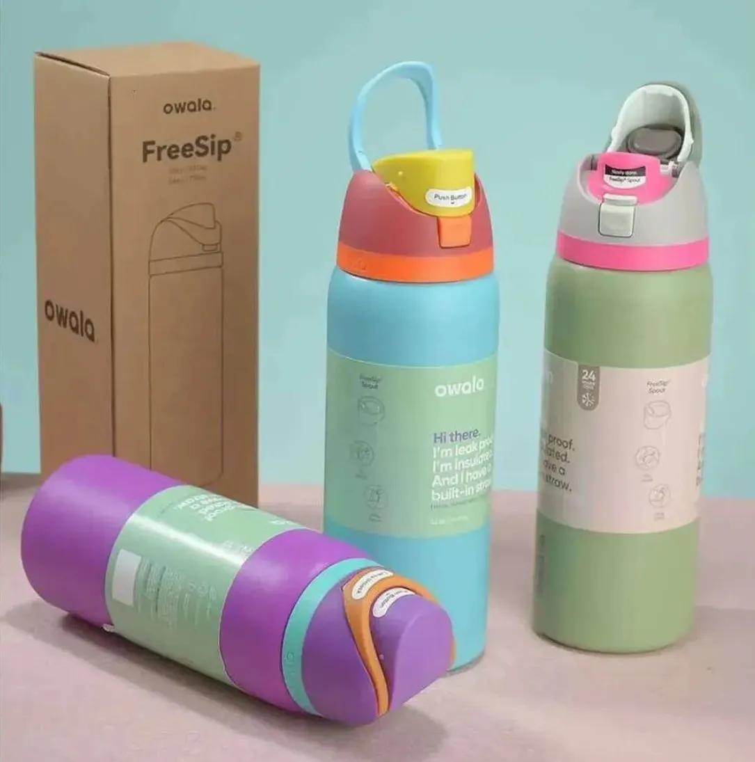 New 24OZ 32OZ Portaable Insulated Stainless Steel Water Bottle with Straw BPA-Free Sports Dring Cups Mugs
