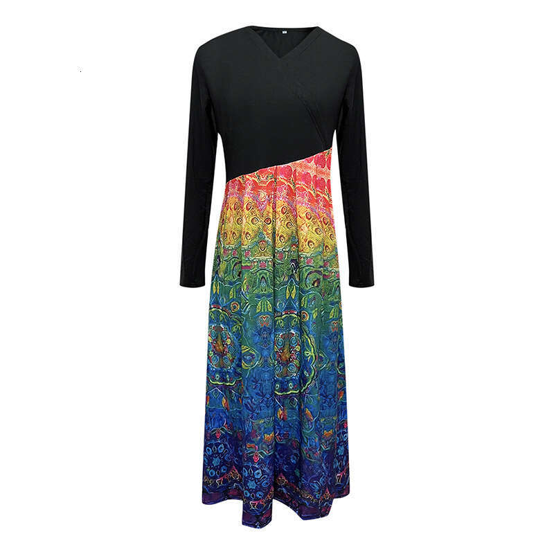 Halter Whit Maxi Dresses Autumn And Winter New Women S Printed Sleeved With Temperament Slim Fit Long Dress For Women Prom Sexy Dress