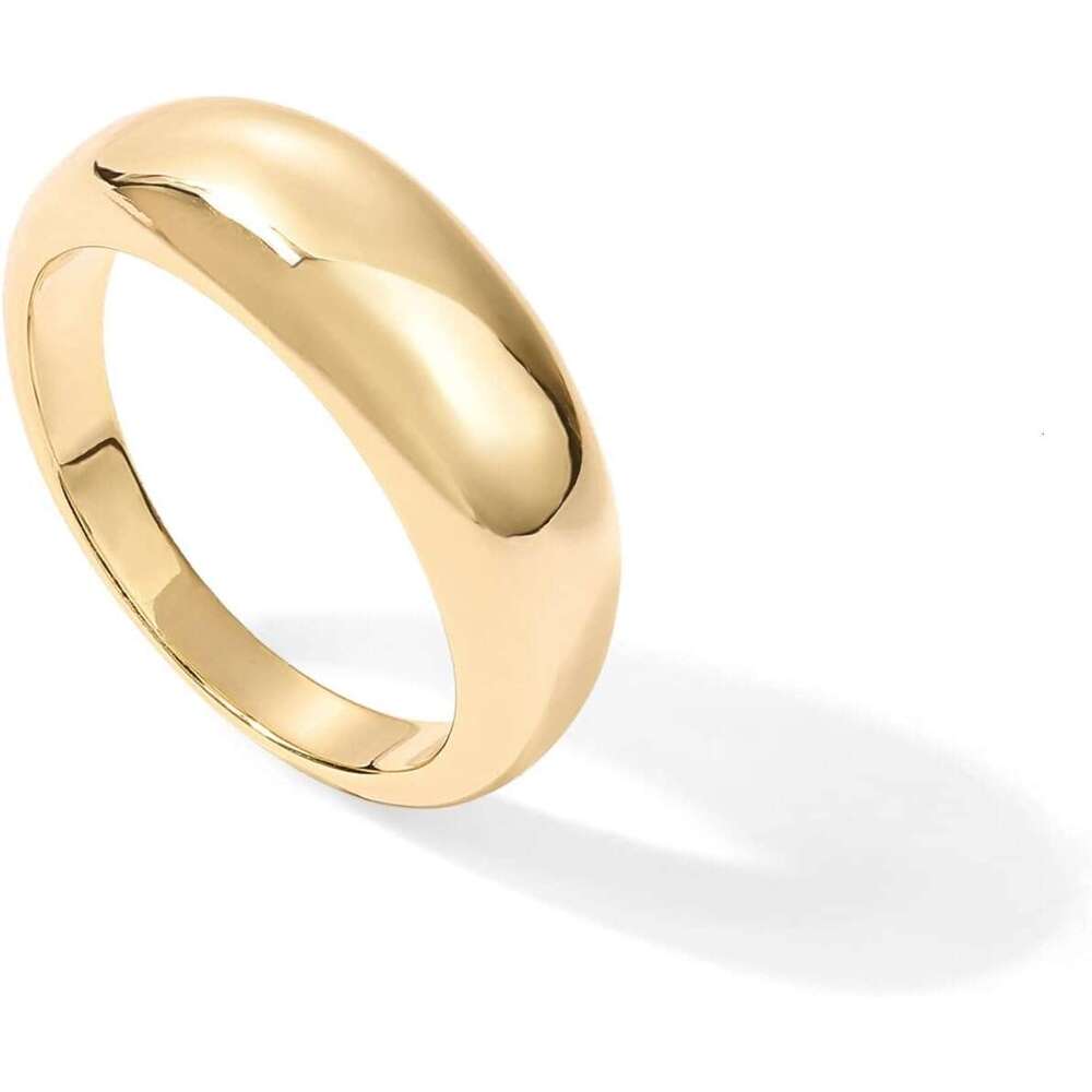 14K gold-plated Fluffy dome stackable | Women's thick stamp ring