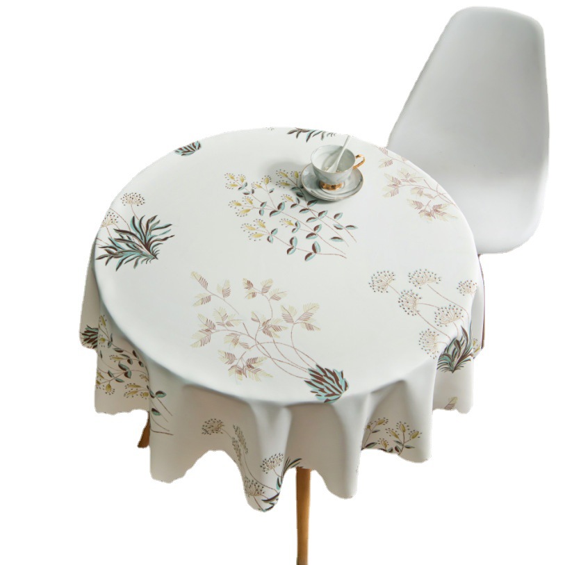 D288 small fresh simple style round long tablecloth simple waterproof restaurant hotel home round dining table tablecloth printing