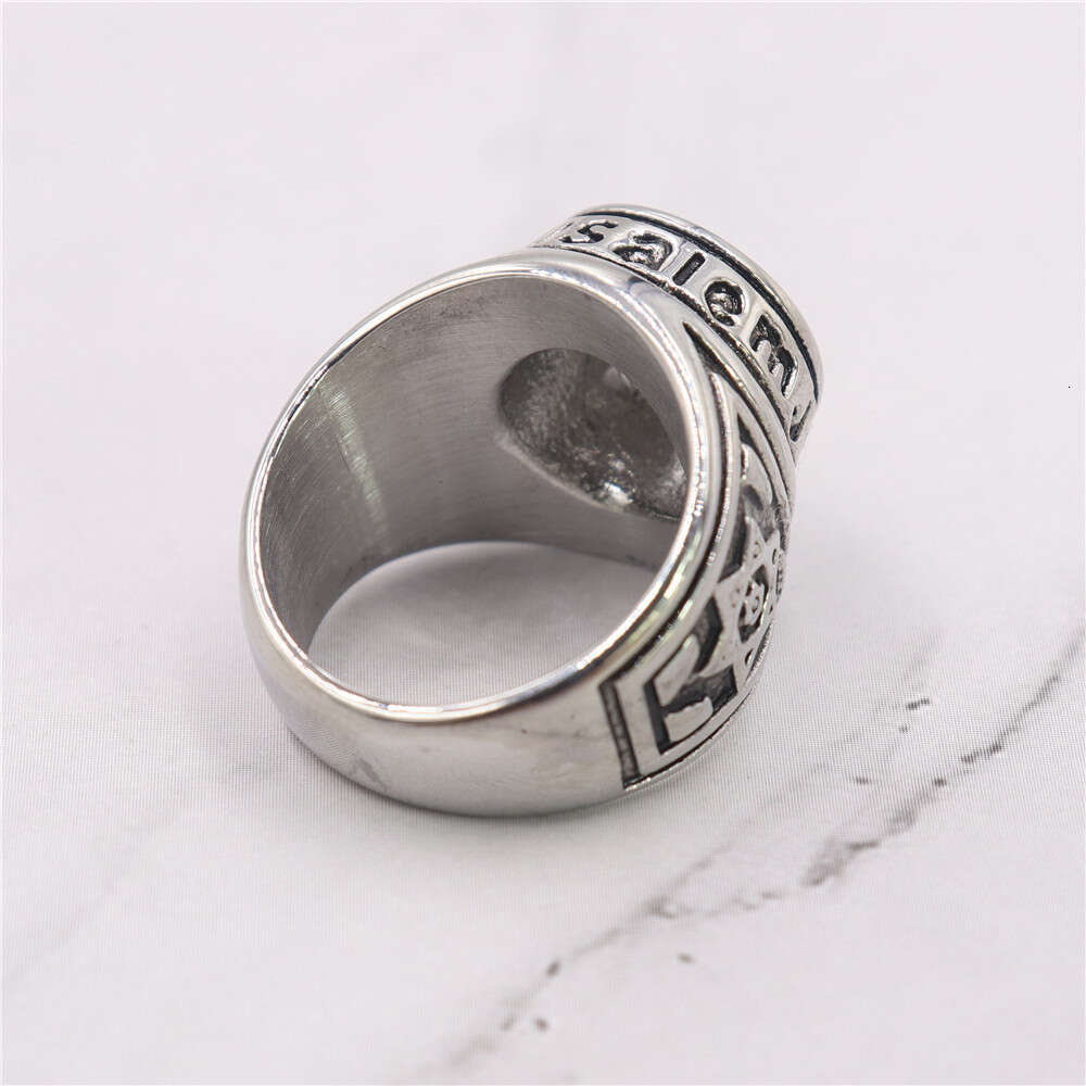 Israeli Jewish Hexagram Star Plated Diamond Set Men's and Women's Rings Titanium Steel Ring