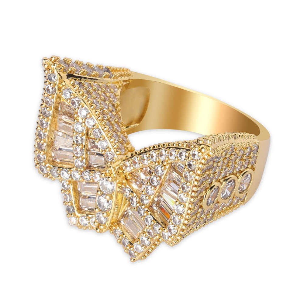 Designer Jewellery High Quality Butterfly Hip Hop Gold Tone Ring Full Zircon Detail for Trendy Attire and Gifting Occasions Textured Statement Accesso