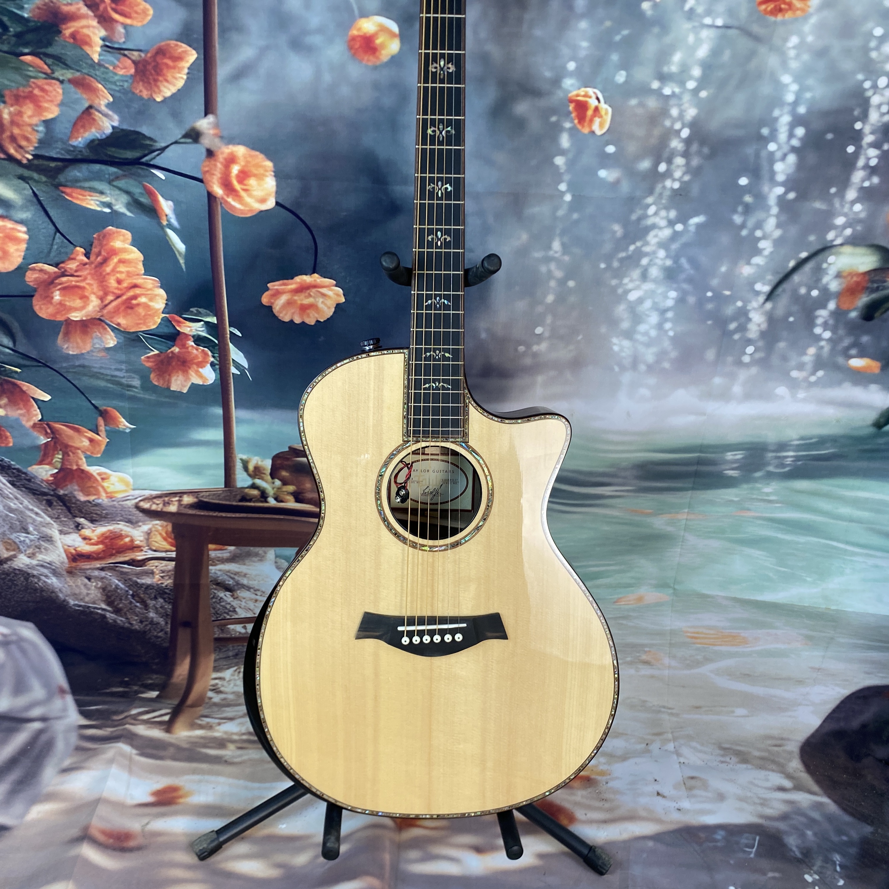 914 Acoustic electric guitar with pickups, hollow solid spruce top ebony fingerboard, 20 frets, shipped from the US warehouse
