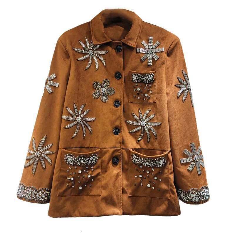 WTHT 2025 Spring Fashion Women's Rivet Flower Loose Casual Jacket New Trendy Long Sleeves Single Breasted Coat Female 1Ls713