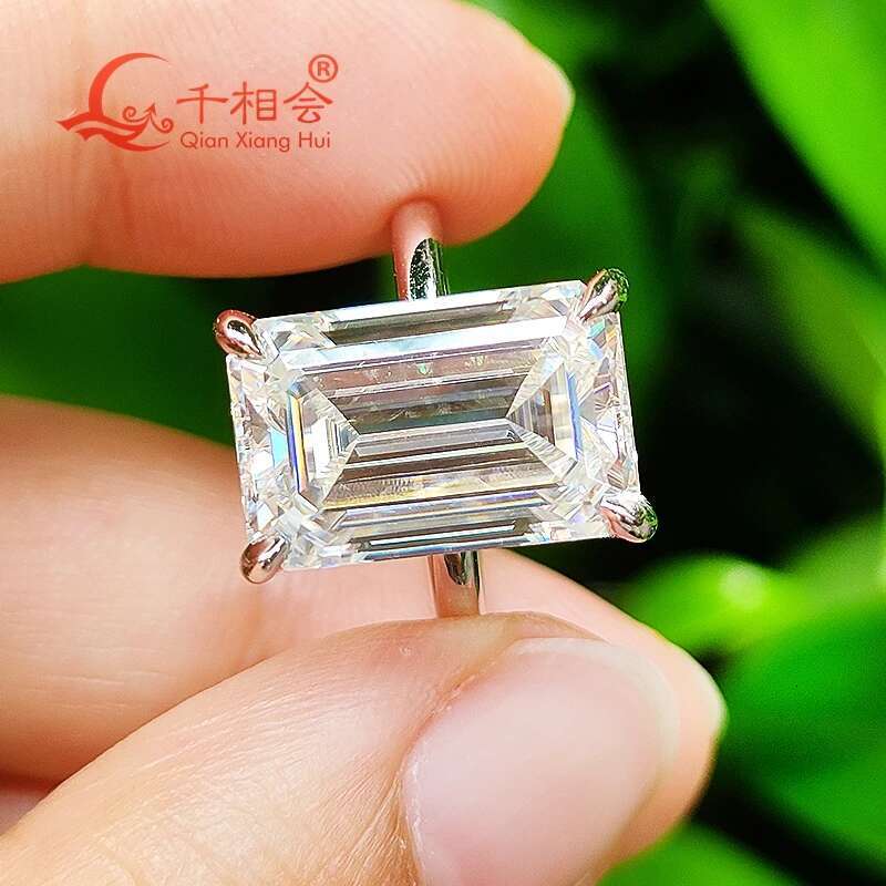 9*14mm Emerald Cut Moissanite Ring round Shape 925 Sterling Silver VVS Quality Men Women Diamond Jewelry Wedding Engagement Gift