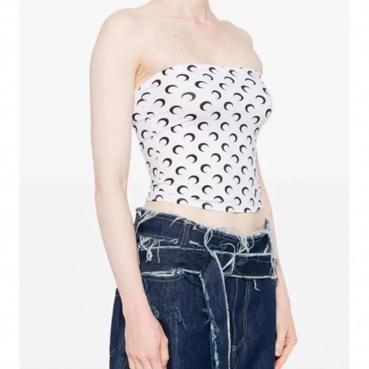 Women's T-Shirt Designer Mary Moon Strapless New Vest Top Womens Moon Base Shirt Inner Layer With Elastic Slim Fit Crescent Print T-shirt Free Shipping