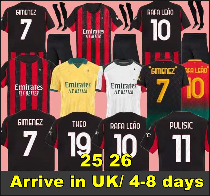 24 25 26 Maglia MilAn GIROUD RAFA LEAO PULISIC 125th 4th Soccer Jersey Kid Kit 2025 2026 Home Away 3rd Football Shirts Calcio Maillot TOMORI THEO Pleasures Fourth AC