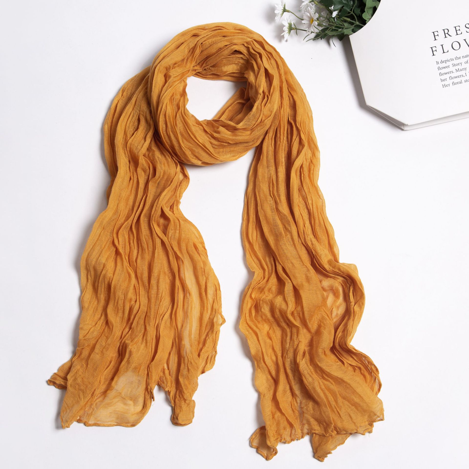 K803 Foreign trade twist scarf Bali yarn candy color wrinkled versatile pleated scarf shawl ladies scarf