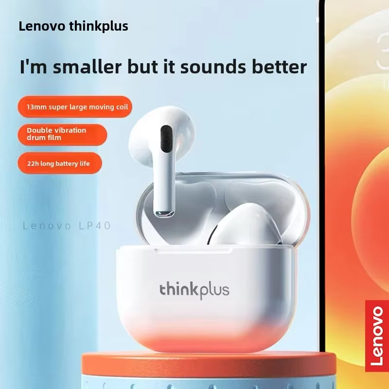 Lenovo Thinkplus LP40 Original Bluetooth Earphones Wireless Headset for Mobile Phone Music Gaming Earbuds