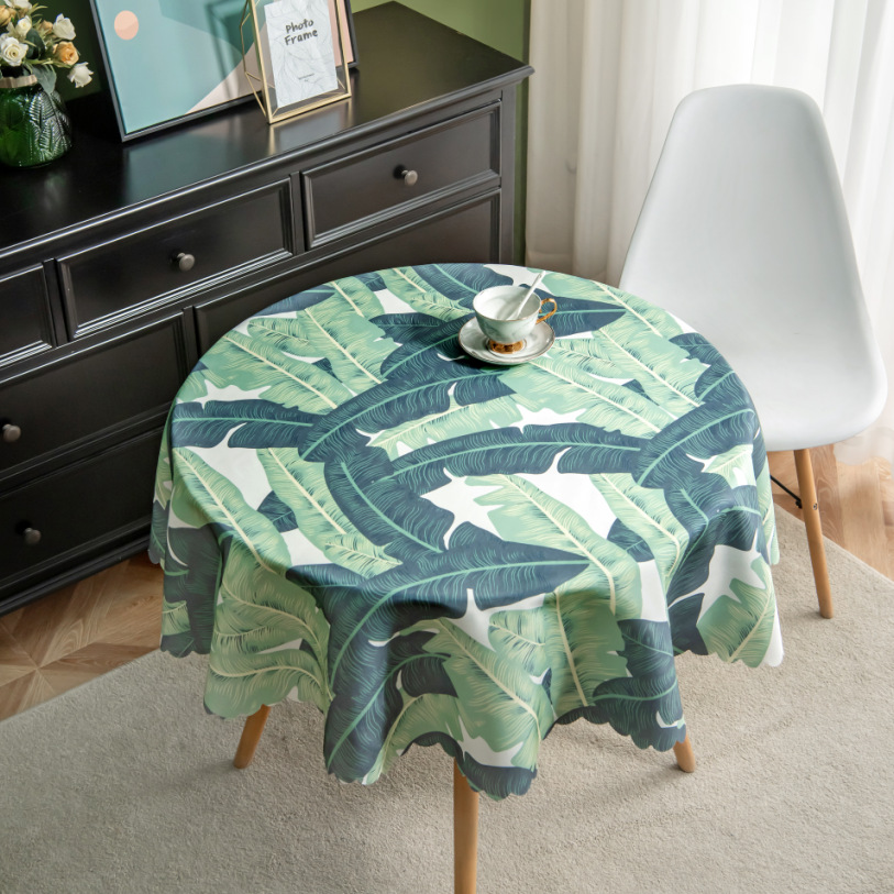 D288 small fresh simple style round long tablecloth simple waterproof restaurant hotel home round dining table tablecloth printing