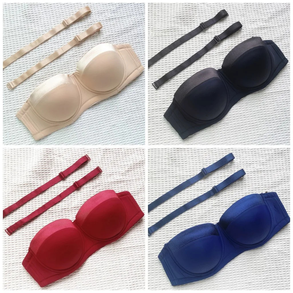 Detachable shoulder straps large size womens bra gathered together with anti slip thin style bra half cup beautiful back bra 250519