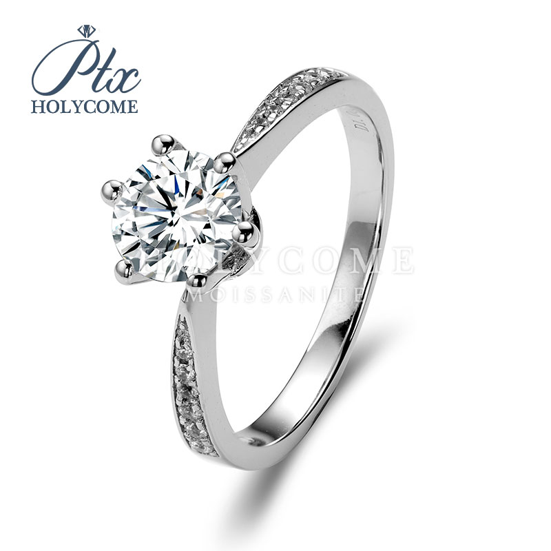 Shining 1Ct Moissanite Ring Diamond 925 Sterling Silver Fine Jewelry Ready to Ship 6 Claws Engagement Ring Women for Wedding