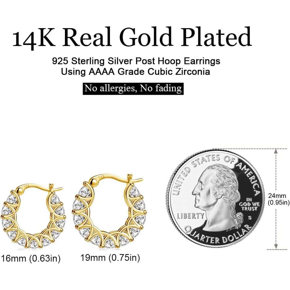 Solid sier cubic zirconia ring and 14k gold earrings, low allergenic Hies women's earrings