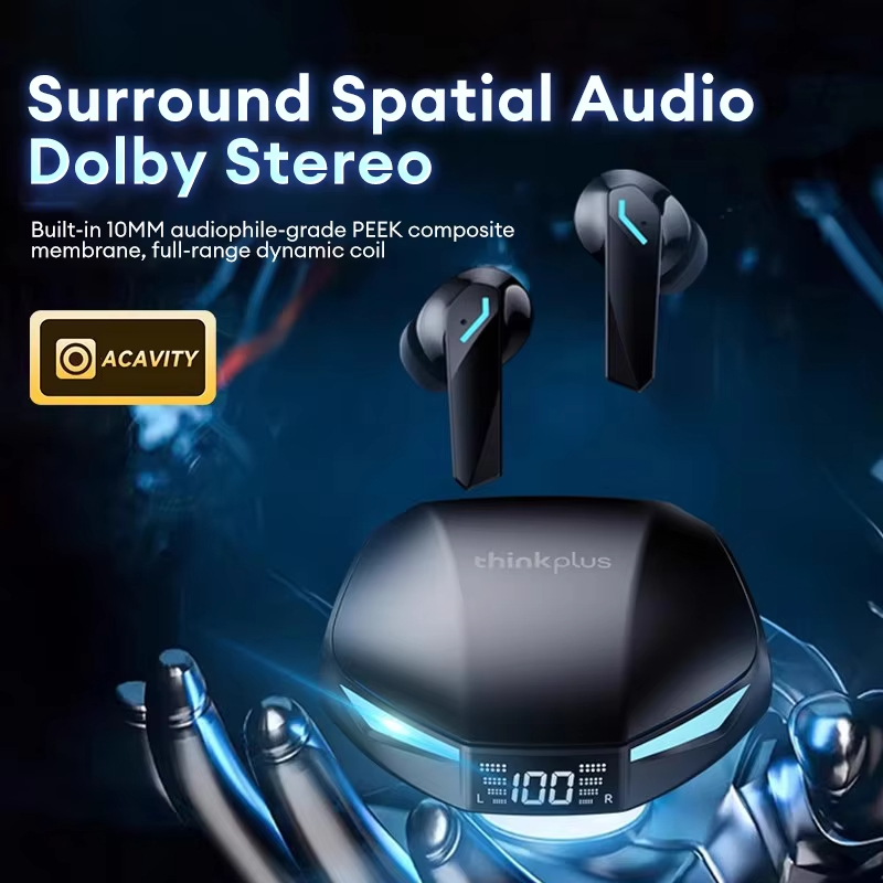 Lenovo XT53 Wireless Upgrade Bluetooth 5.4 Earbuds LED Digital Display Low Latency Gaming Headset Waterproof Sport Earphones