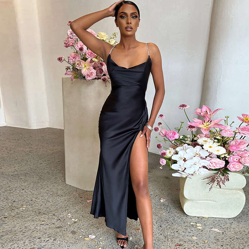 Halter Whit Maxi Dresses Style Sexy Dress Slim Fit And Slimming Revealing Backpack Buttocks Split Party Suspender Dress Prom Sexy Dress