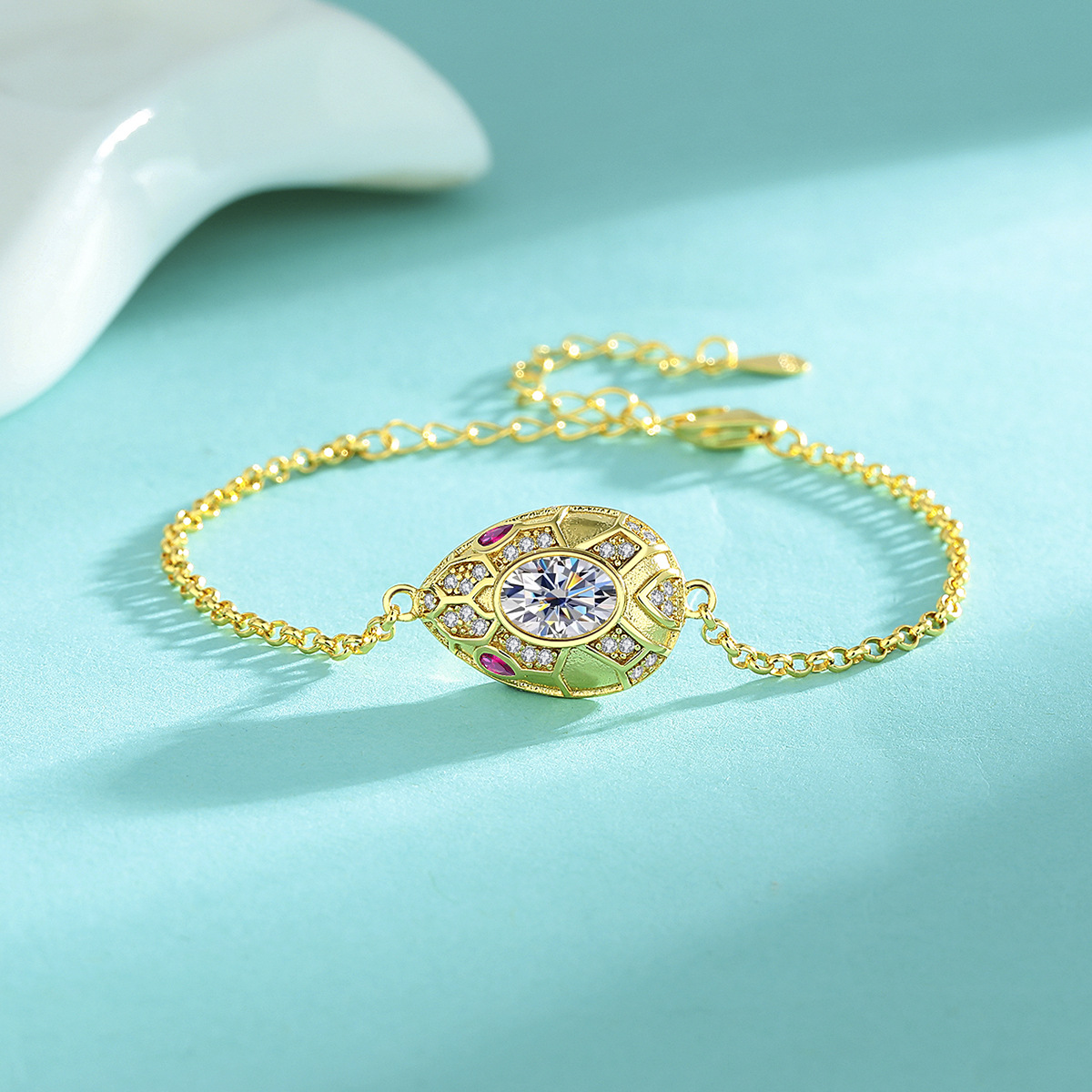 Hot-Selling S925 Sterling Silver Moissanite Snake Head Bracelet, Fashionable Personalized Design, Women's Jewelry Set, High-End Jewelry