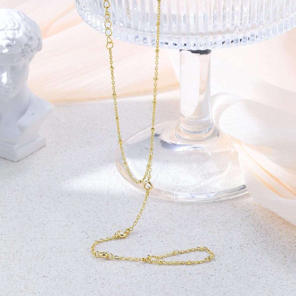 Women,14K Gold/Sier Plated Dainty Hand Trendy Ring Chain Bracelet Charm Gold Cuff Bangle Stackable Bracelets Fashion Body Jewelry Adjustable Waterproo