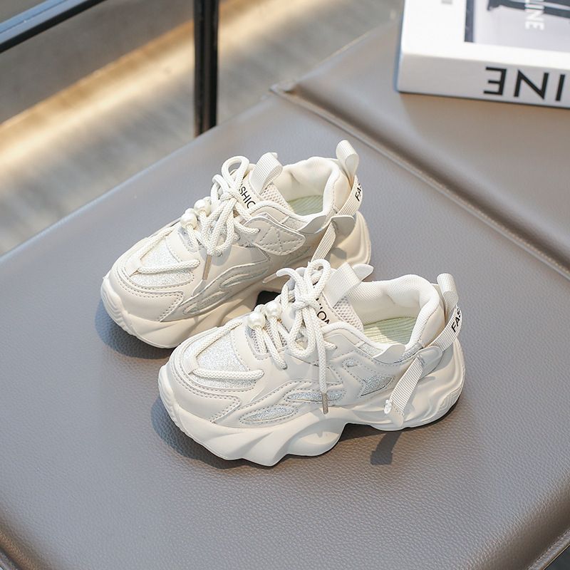 2025 New Girl Shoes For Kids Fashion with Pearl on Lace Girls Sport Trainers Running Tennis Youth Outdoor Sneakers Shoes Big Sizes US 9C-4Y
