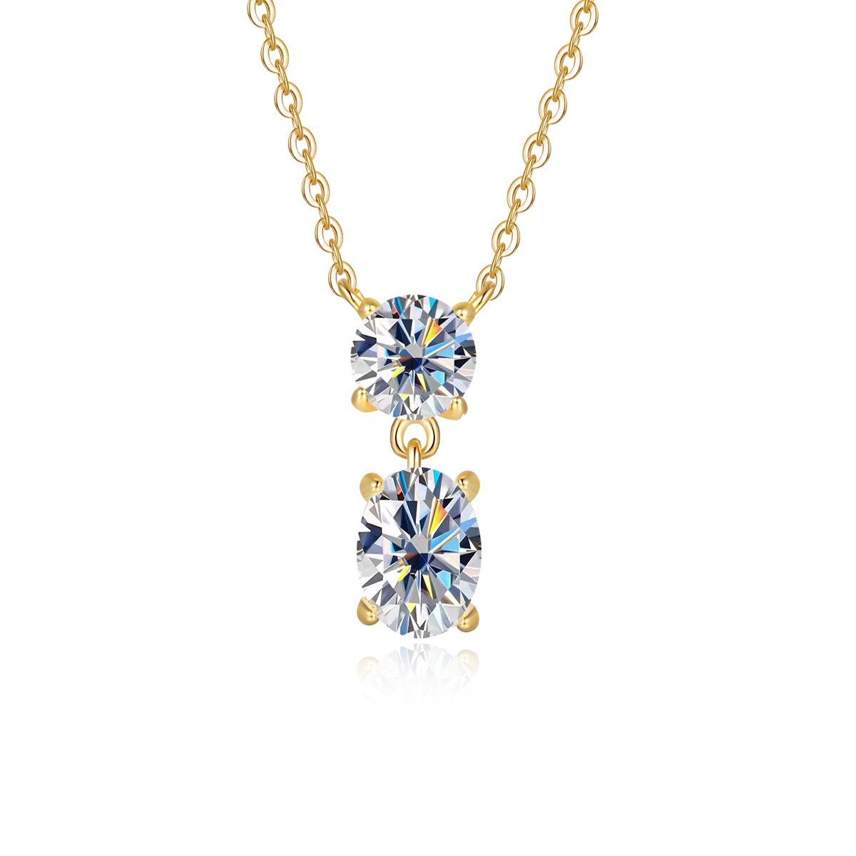 Luxury Women's Jewelry: Elegant Oval Moissanite Pendant Set in Pure White Gold Finish