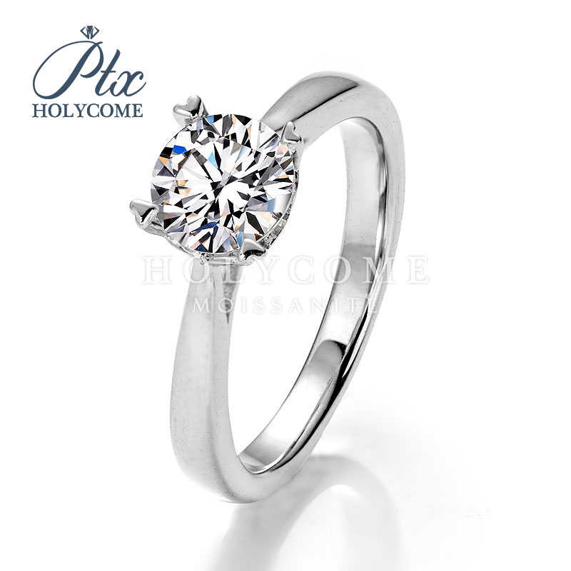 Heart Claw Four Prong Design Moissanite Ring 925 Sterling Silver Solitaire Moissanite Jewellery Women Fashion 1Ct Ring Jewelry Wholesale Wedding Ring