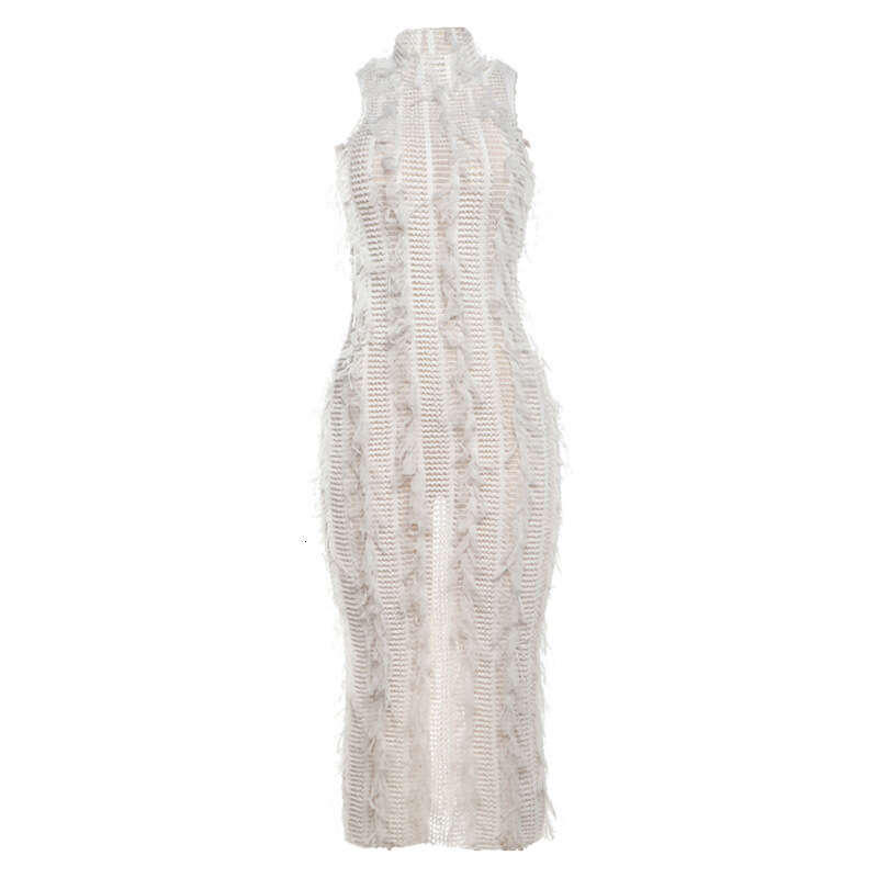 Halter Whit Maxi Dresses New And Sexy Tassel Slim Fit Elegant Perspective Mesh Dress For Women S Fashion Prom Sexy Dress