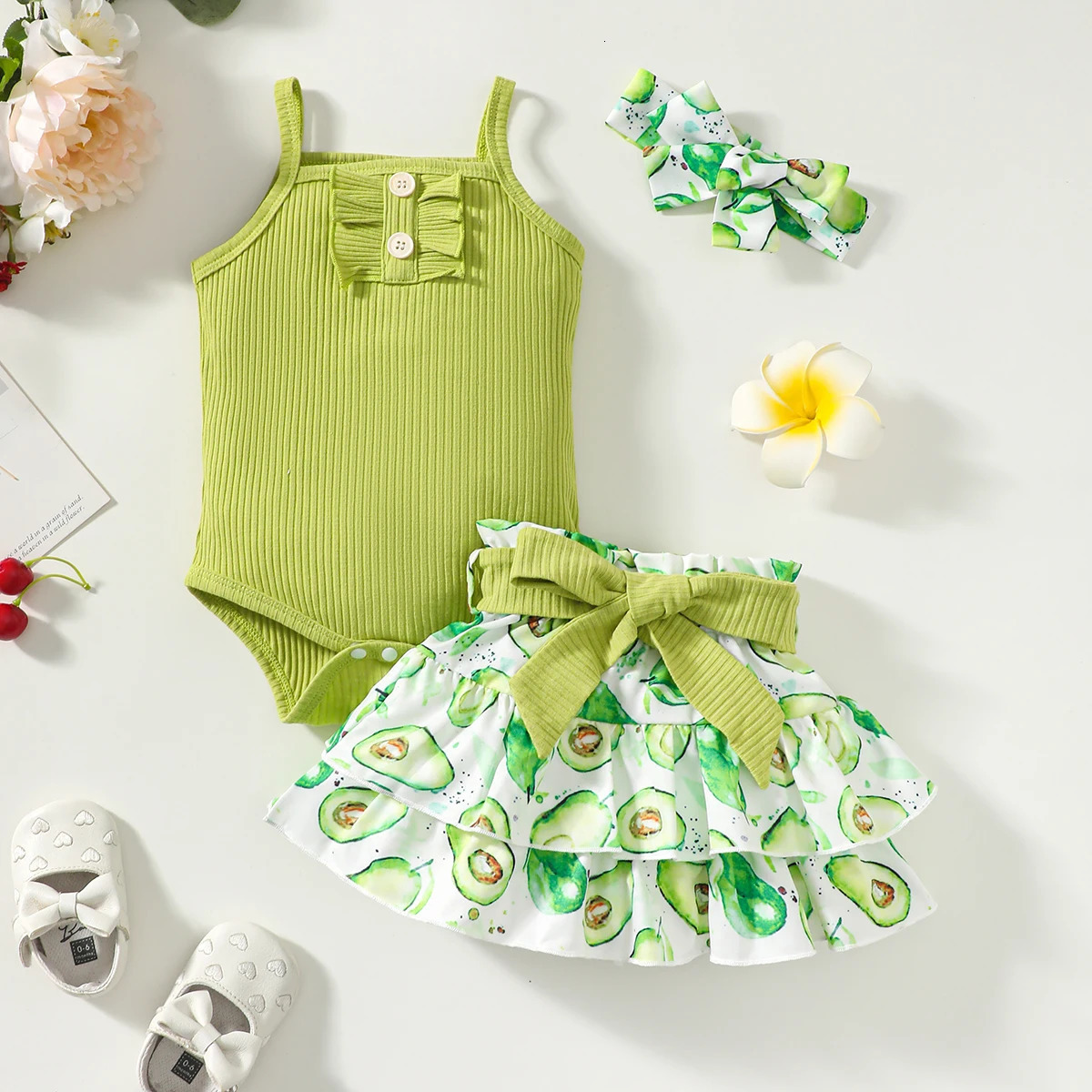 02 Year Old born Baby Girls Summer Sleeveless Suspender Jumpsuit With Floral Print Short Skirt Cute Fashion Toddler Set 250517z
