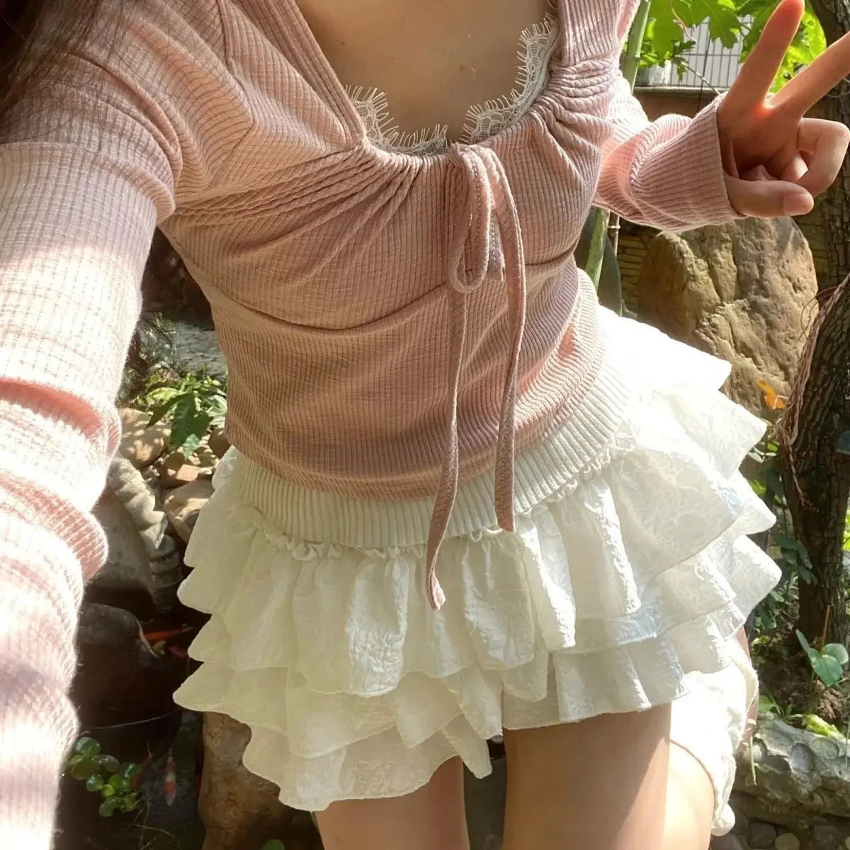 Women Y2k Ruffles Mini Skirts Pleated A Line High Waist Kawaii Pants Skirt Fashion Spring Summer 2025 Casual Clothes Street Cute 250513Z