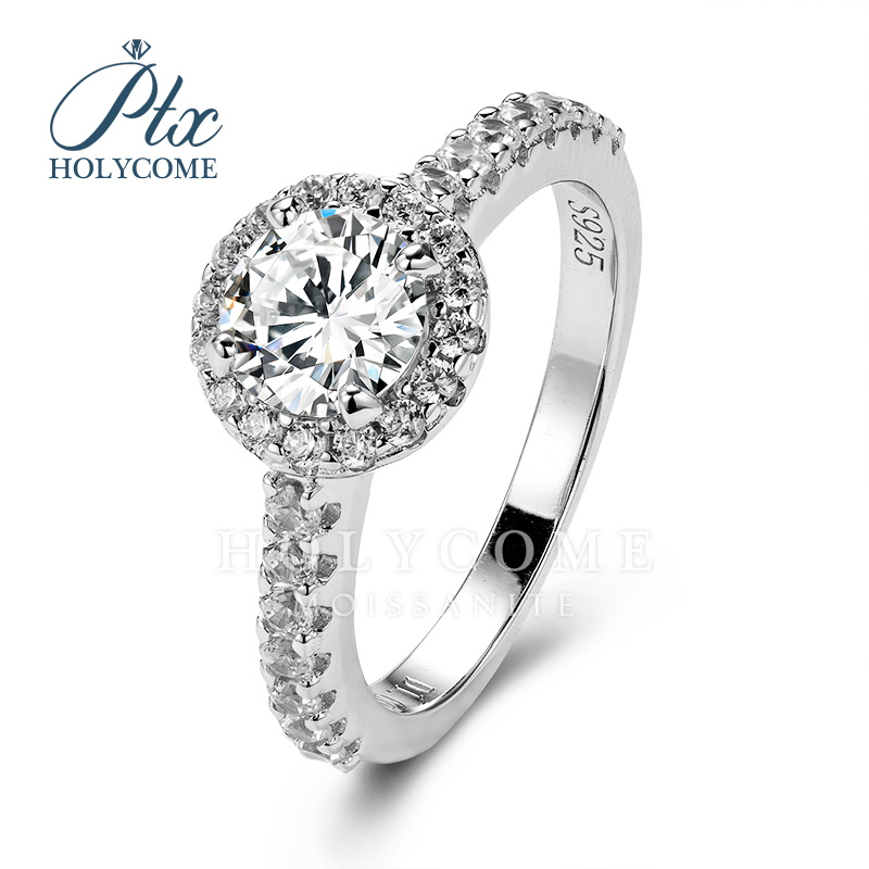 Women Moissanite Rings Classic 1ct D Vvs Moissanite Diamonds S925 Ring Jewelry White Gold Plated Sterling Silver Engagement Wedding Rings