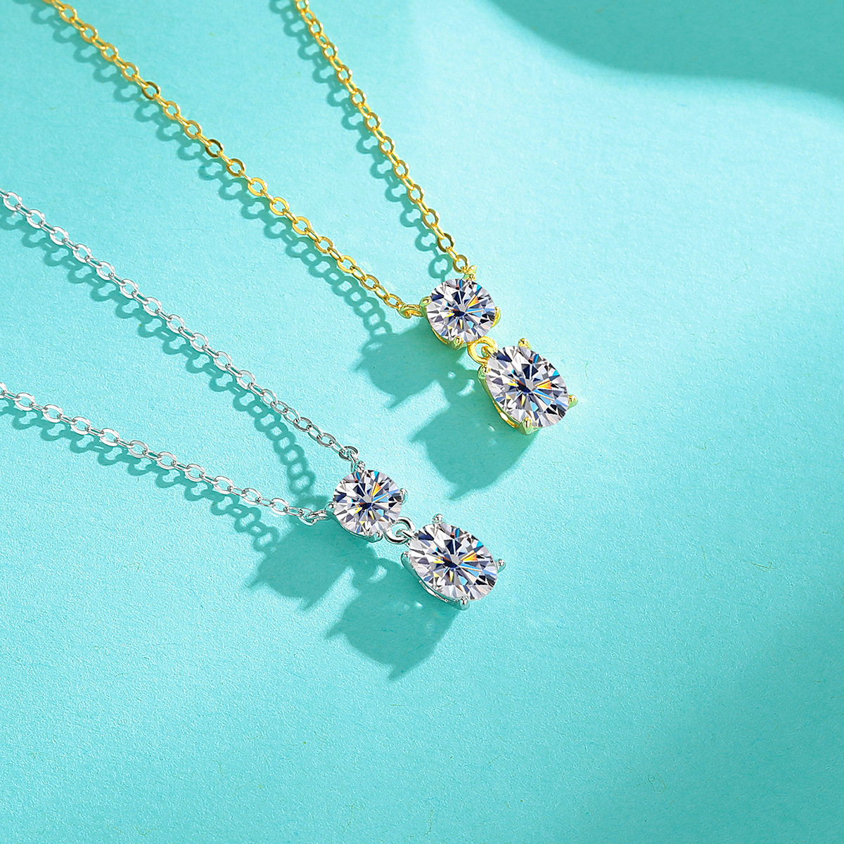 Luxury Women's Jewelry: Elegant Oval Moissanite Pendant Set in Pure White Gold Finish