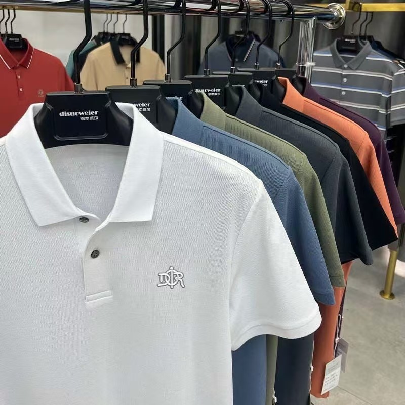 Men's Summer High-End Pique Cotton Short-Sleeve POLO Shirt - Designer Brand 3D Embossed Embroidery Business Casual Lapel T-Shirt
