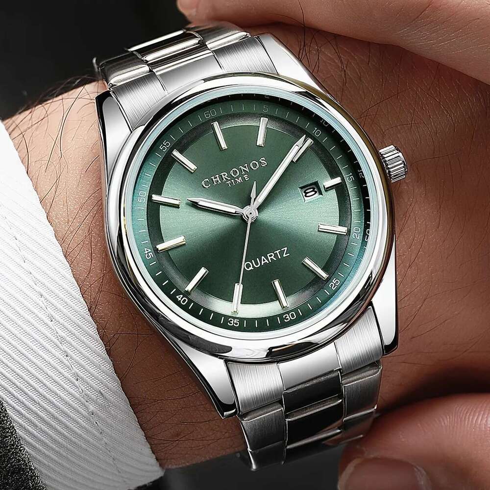 CHRONOS Quartz Watch Men Waterproof Date Luminous Wristwatch Stainless Steel Men's Casual Watches Male Clock Sports Reloj