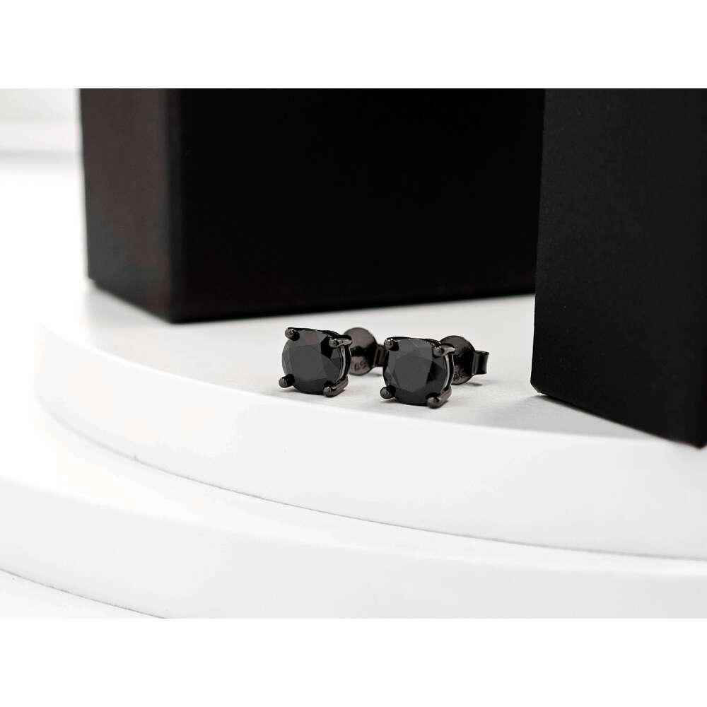 Ruizuan Black Sier Fashion Jewelry Earring Studs Round 1CT 6.5mm Moissanite Earrings Men