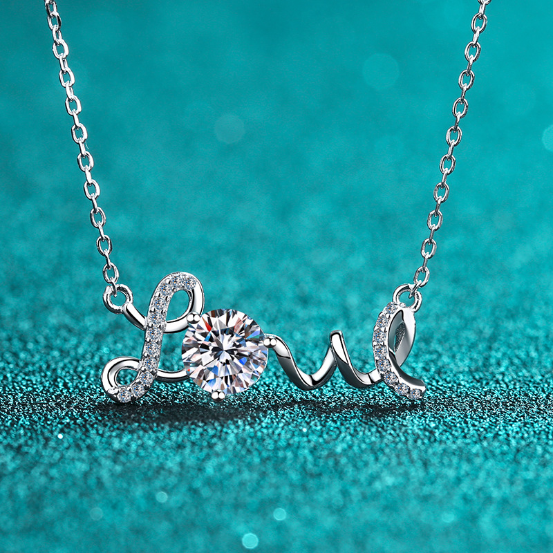 925 Sterling Silver Heart-Shaped Moissanite Pendant Necklace with Platinum Coating, 1ct Gemstone for Women, Elegant and Timeless Jewelry