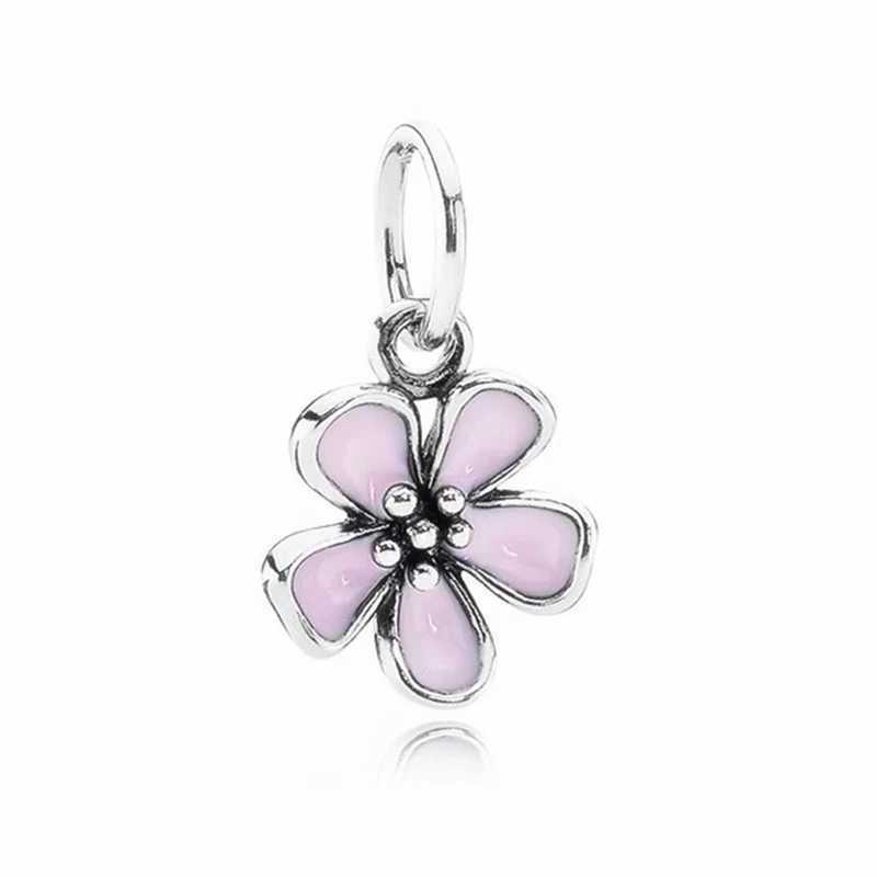Sparkling Pink Flowers Series Cherry Blossom Daisy Charm Beads Fit Original European 925 Silver Bracelet DIY Women Jewelry GiftsXJ250523