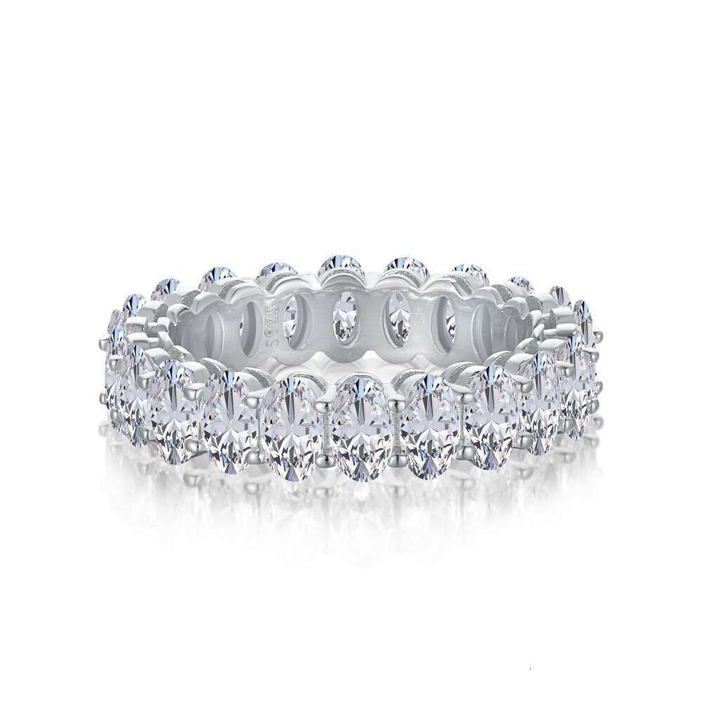 925 Sterling Silver Oval Cut Full Eternity CZ Ring
