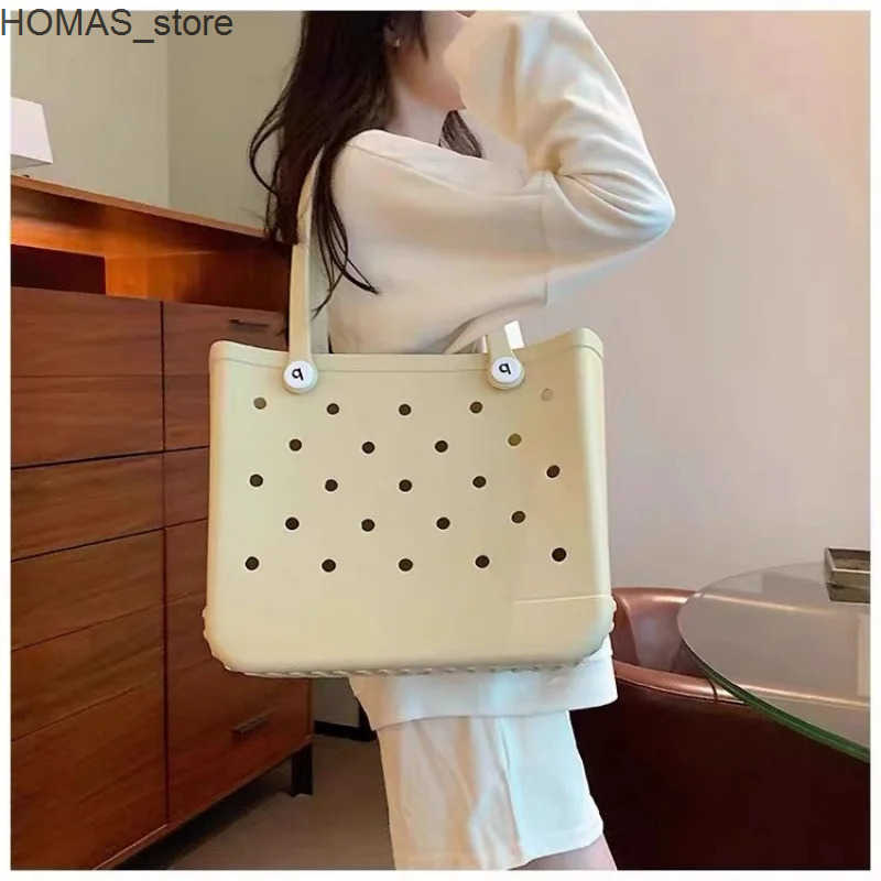 Large Beach Tote Bags Fashion Summer Storage Baskets Eva Rubber Jelly Storage Handbag Solid Color Mummy Bags Clothes Organizer Q0523