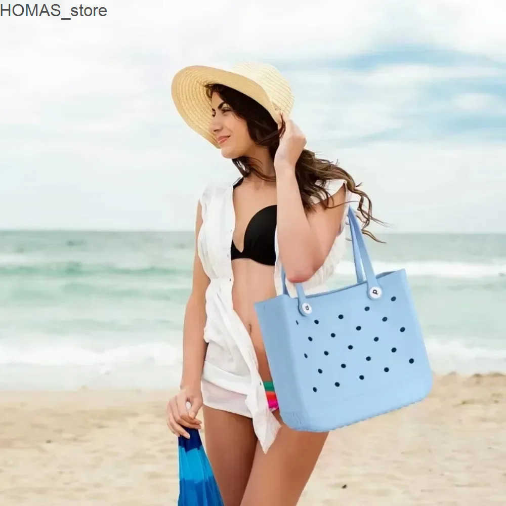 EVA Beach Bag Lightweight Waterproof Shoulder Bag for Travel Pool Party Water Sports Summer Essential Large Capacity Handbags Q250523