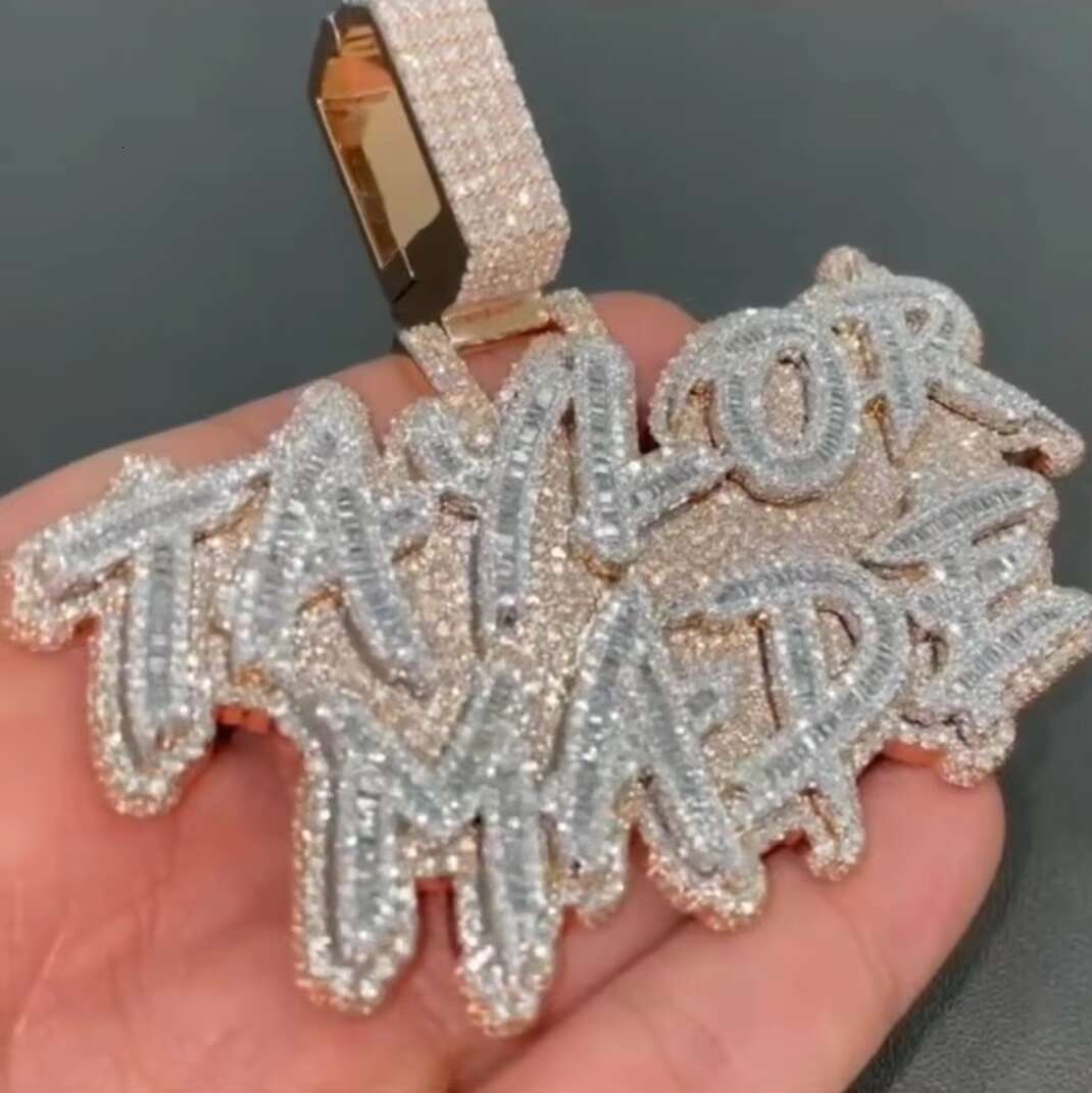 Hip Hop Jewelry Iced Out Diamond Pendant 925 Sterling Silver Custom VVS Moissanite Pendant