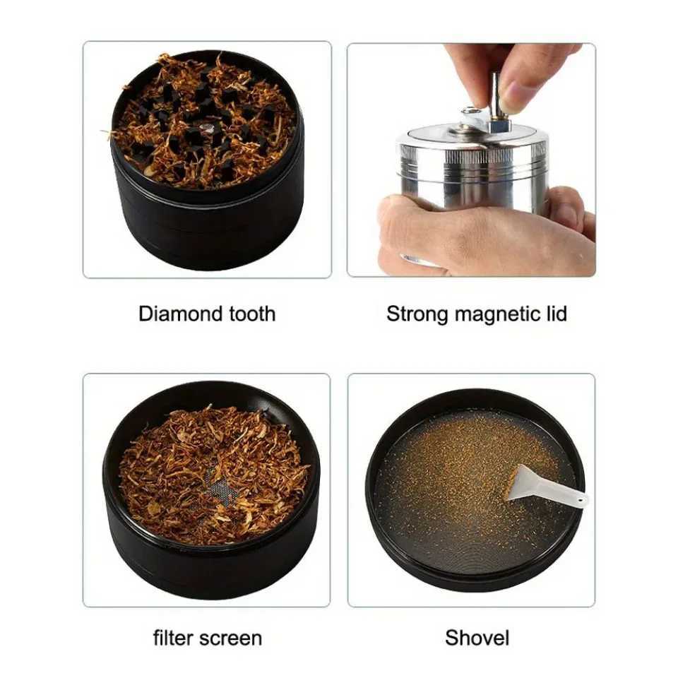 63MM 4 tier hand cranked zinc alloy herb grinder herb grinder spice grinder for smoking accessories hard spices Y250521