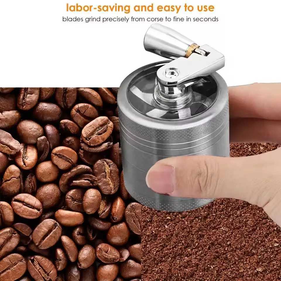 63MM 4 tier hand cranked zinc alloy herb grinder herb grinder spice grinder for smoking accessories hard spices Y250521