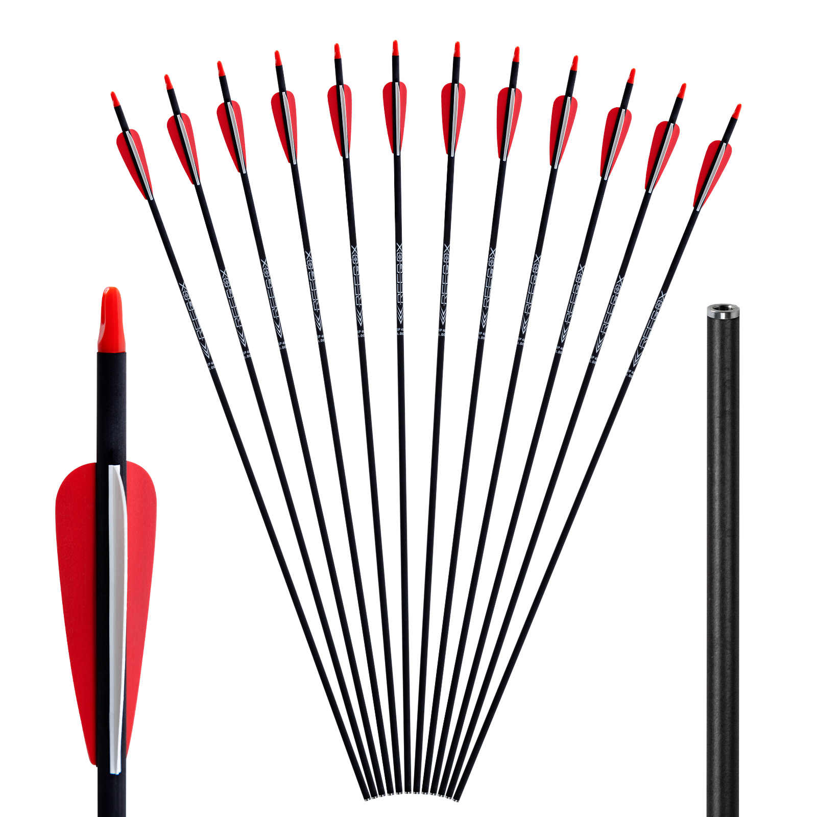 Arrows Without Arrowheads Spine250-600 Archery Targeting Arrows 6.2mm 31inch Carbon Hunting Arrows Practice Arrows for Recurve Bow and Compound Bow (P