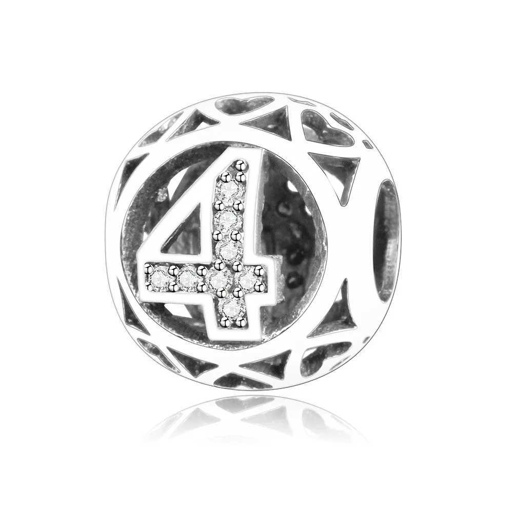 Authentic 925 Sterling Silver Number 0 1 2 3 4 5 6 7 8 9 Beads Fit Original Europe Charm Bracelets Silver Jewelry DIY BerloqueXJ250523
