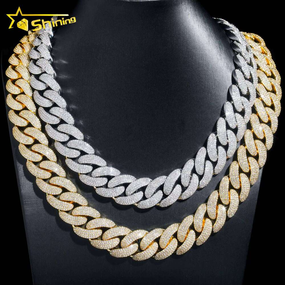 Hip Hop Men Fashion Big Size 20Mm Gold Plated Iced Out Brass CZ Dia Cuban Link Chain