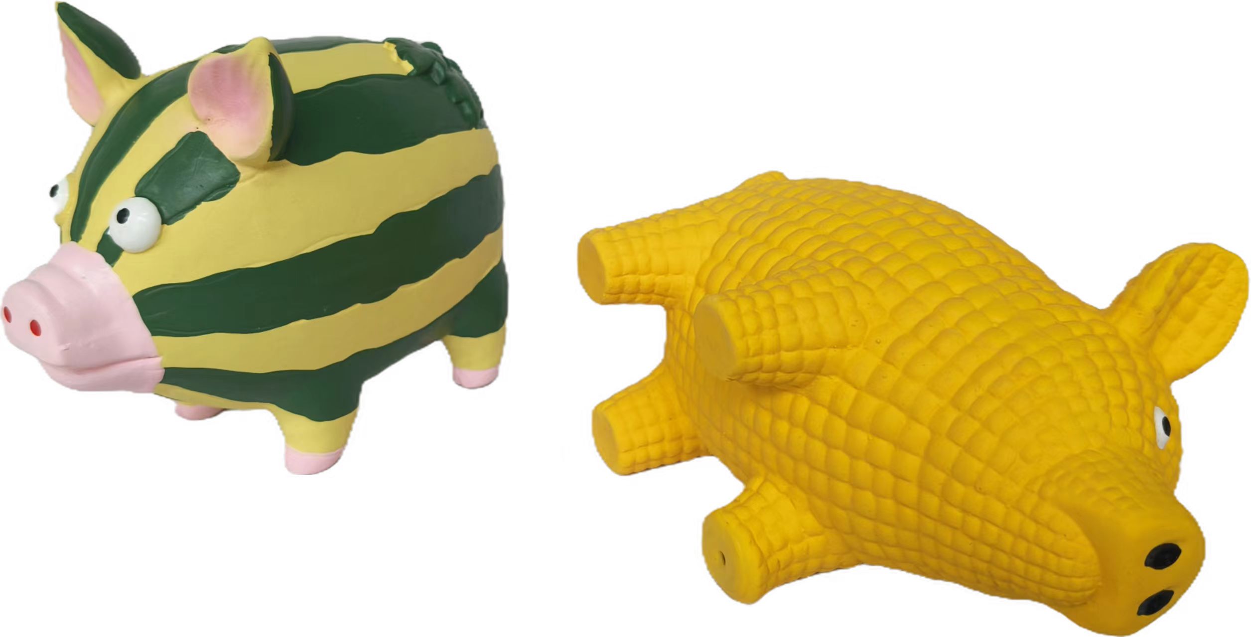 Latex Pig Squeaky Pet Toy Natural Rubber Screaming Maize Pig & Watermelon Pig Puppy Toy 2pcs/Pack