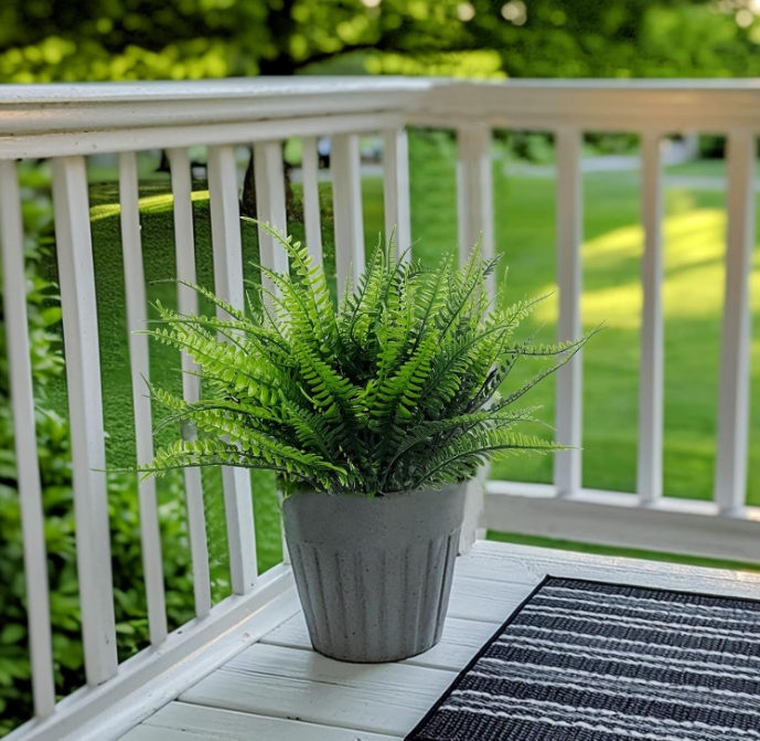 Artificial Plants Fake Boston Ferns Bushes Faux Shrubs Greenery UV Resistant Plant for Home Garden Outdoor Yard Decor