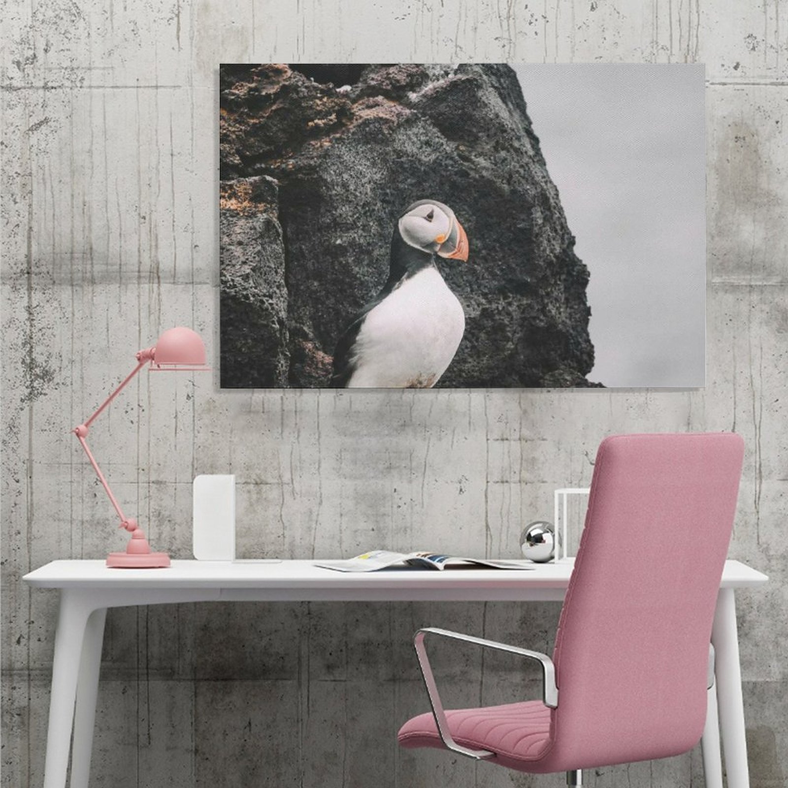 Hanging Picture-Rectangle Aanimal Cute Sea Bird Puffin Unframe-style Canvas Prints Wall Painting Wall Art Decor Print Picture Paintings for Living Roo