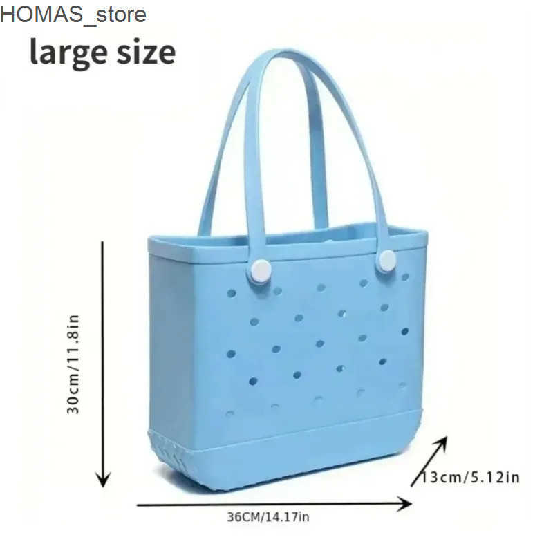 Medium Bogg Beach Bag EVA Rubber Waterproof Pool Shoulder Handbag Picnic Women Shopping Storage Basket Tote Jelly Sac Bogg Bag Q0523